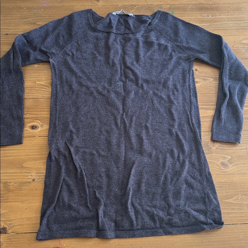 Athleta Merino Wool Tunic Sweater Charcoal Gray Raglan Sleeve 138501 Womens SP